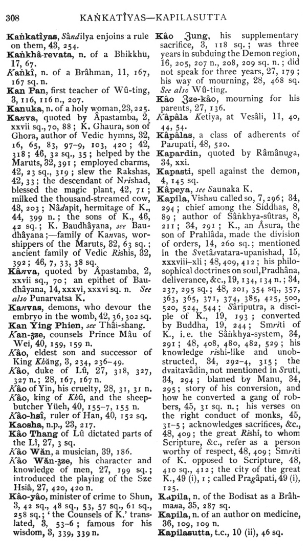 Page 308. Kaṅkatîyas—Kapilasutta