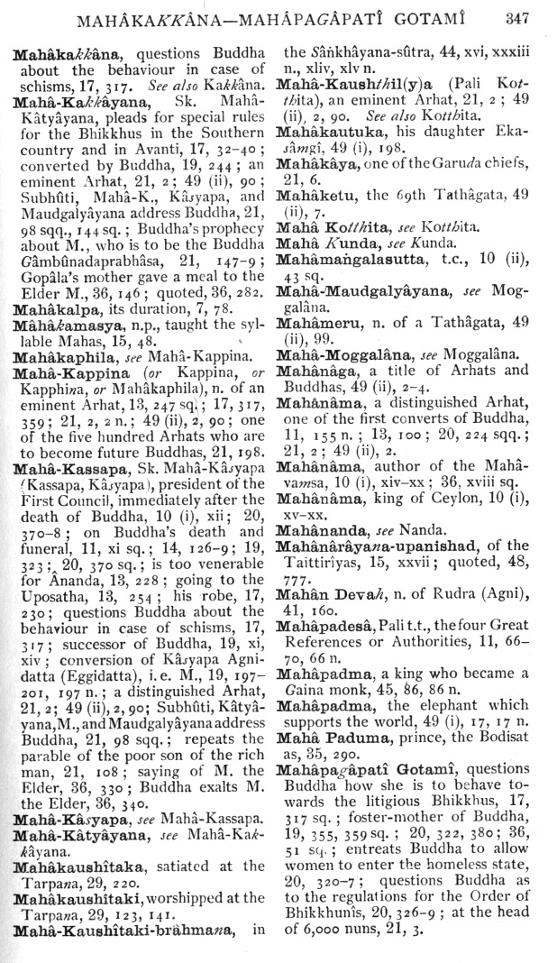 Page 347. Mahâkakkana—Mahâpagâpatî Gotamî