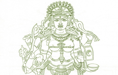 Bhadra Kali, from Moor, The Hindu Pantheon [1810], plate 28: Public domain image